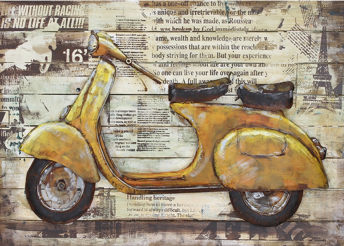 Tableaux moto métal vintage 3D : déco murale motards