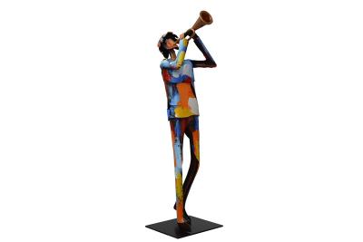 figurine statuette métal musicien trompette