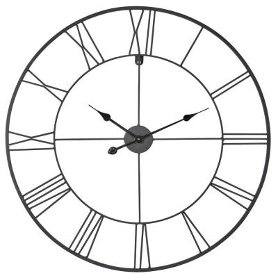 horloge métal fer forgé marron chiffres romains