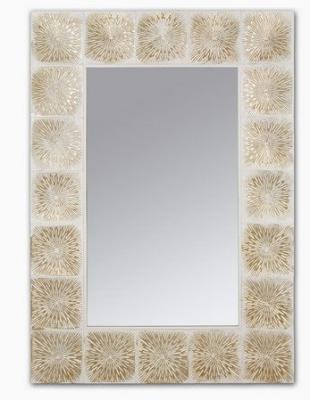 Grand miroir métal beige rectangulaire