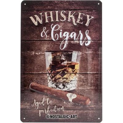 plaque murale métal en tôle Whisky et cigares